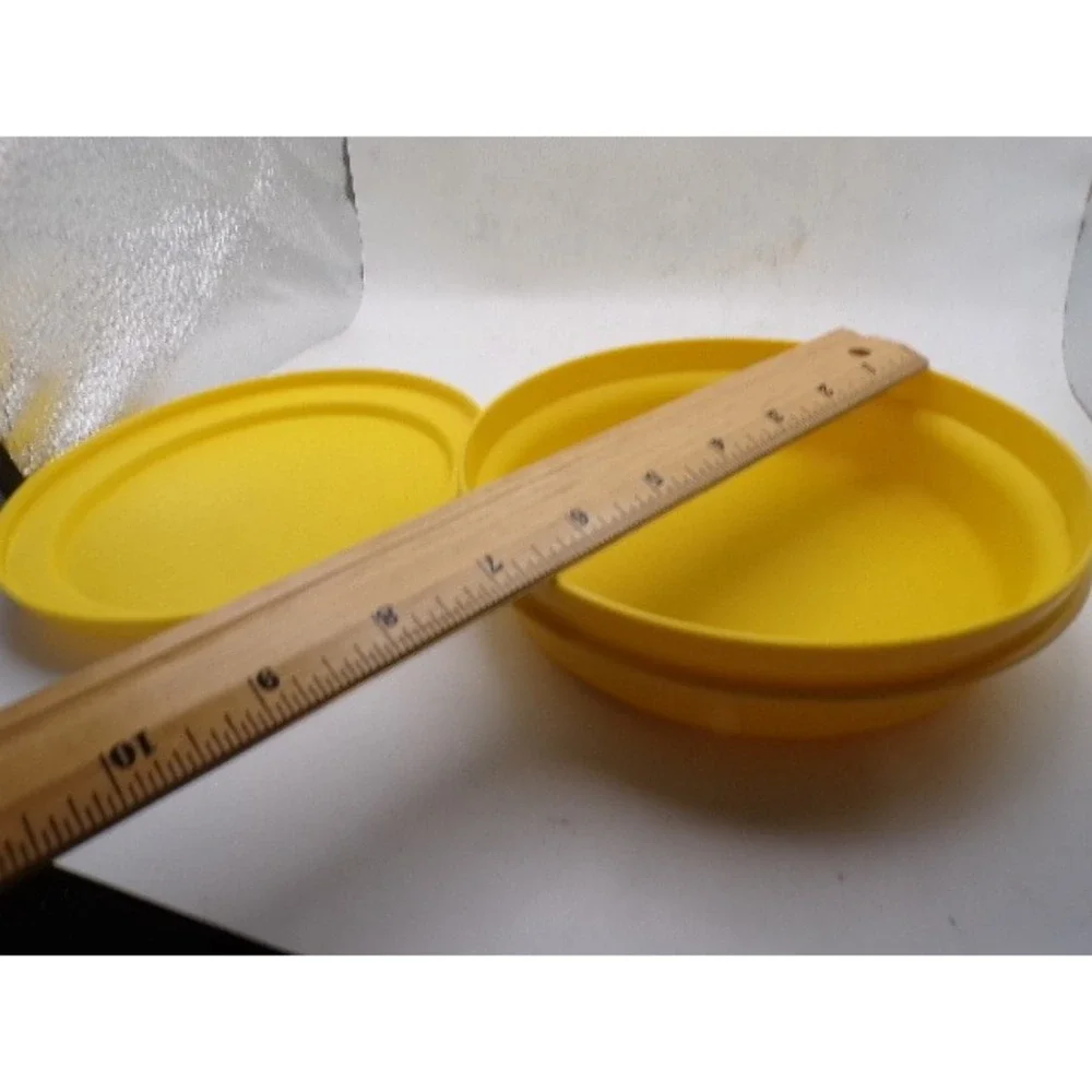 Vintage Tupperware Servalier Yellow Round Bowl with Instant Seal Lid 7 Inch 1204
